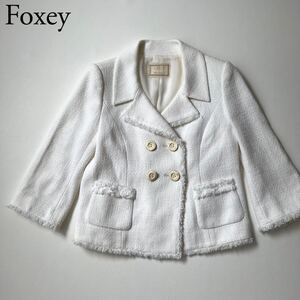 FOXEY BOUTIQUEフォクシーブティック ツイードジャケット テーラードジャケット ダブルブレスト アウター トップス フレンチサブレ