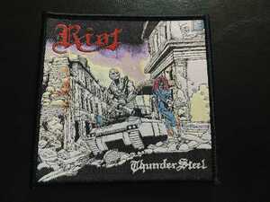 RIOT 刺繍パッチ ワッペン thunder steel 黒枠 ライオット / iron maiden metallica def leppard metal church