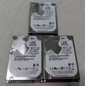 ■正常動作品■WesternDigital製2.5inch AVコマンド対応HDD 1TB WD10JUCT 【3台セット】