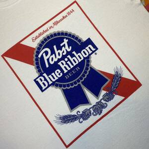 レア入手困難!Good Graphic!ドメスT元ネタPabst Blue Ribbon BEERパブスト ブルーリボン ビール オリジナル アドバ スーベニアTシャツM企業