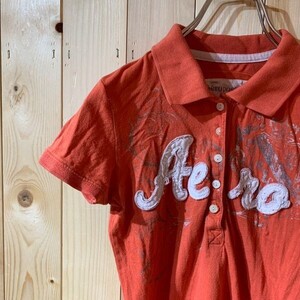 [KWT2177] AEROPOSTALE 刺ポロシャツ レディース オレンジ XS ポス