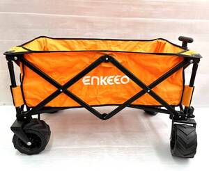 キャンプ用キャリー　ENKEEO オレンジ　折り畳み可能　4輪駆動　ゆうパック160サイズ　奈良県発（0-0.I-1）K-24　MH