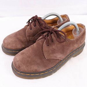 ドクターマーチン UK4/22.5cm-23.0cm/3ホール 11837 スエード 茶 ブラウン レザー ブーツ dr.martens レディース 古着 中古 dm4049