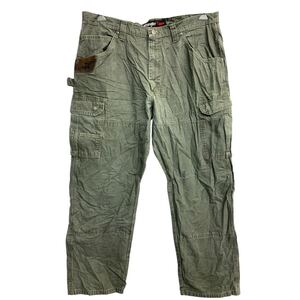 Wrangler ワークパンツ W38 ラングラー ダブルニー カーゴパンツ ビッグサイズ モスグリーン 古着卸 アメリカ仕入 2412-927