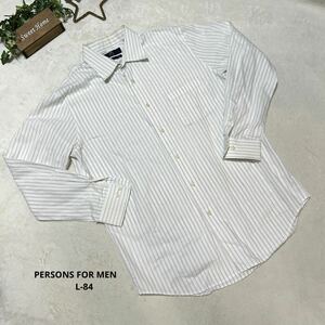 【PERSONS FOR MEN】ビジネスシャツ(長袖カッターシャツ)ストライプ　冠婚葬祭　リクルート