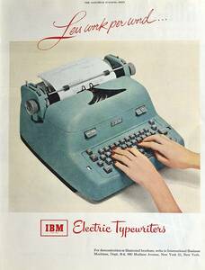 稀少！広告/1950年代アイビーエム・タイプライター広告/IBM Electric Typewriter/T