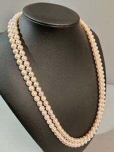 美品 アコヤ真珠 ロングネックレス 7.0-7.5mm 120cm 91g pearl パール アクセサリー ネックレス レディース 証明書付き 箱付き 現状品