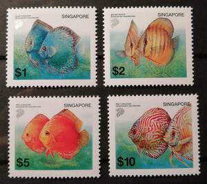 シンガポール(2) 魚(4種) MNH 