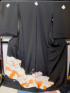 13385－2）黒留袖仮絵羽　身丈約170cm　袖丈約60cm　生地巾36cm　
