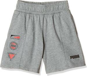 【KCM】Z-puma-699-150★展示品★【PUMA/プーマ】キッズ ジュニア ショートパンツ ALPHAサマーショーツ 綿100％　583006-03　グレー　150