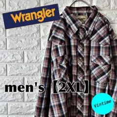 AK51【Wrangler】長袖ボタンシャツ【メンズ2XL】チェック