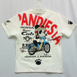 ホンダ HONDA×パンディエスタ PANDIESTA コラボ半袖Tシャツ 523503 スーパーカブ ホワイト M アメカジ バイク キャラクター