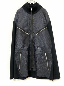 イッセイミヤケ　issey miyake レディース　キルティング　ニット　ドッキング　ジップブルゾン ジャケット　キルト　中綿　セーター　黒