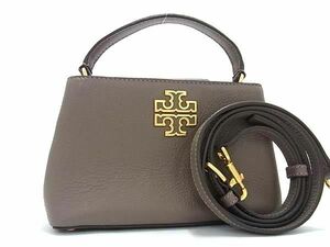 ■新品同様■ TORY BURCH トリーバーチ レザー 2WAY クロスボディ ショルダーバッグ ハンドバッグ 斜め掛け レディース グレー系 AV7239