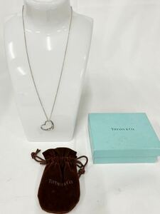 ④【S】TIFFANY Co Tiffany オープンハート シルバー ネックレス 925刻印 22mmミディアム アクセサリー ティファニー 