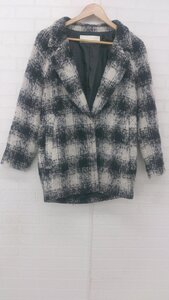 ◇ BLACK BY MOUSSY 起毛 ふわふわ 長袖 ジャケット コート サイズ2 オフホワイト ブラック系 レディース P