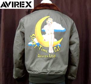 ★希少品!! 定価約4万円 AVIREX アヴィレックス フライトジャケット TYPE B-15A CUSTOM ピンナップ セージ サイズ40 メンズL★