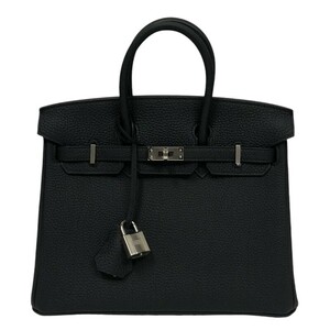 エルメス HERMES バーキン25 U刻 ブラック シルバー金具 トゴ ハンドバッグ レディース 中古