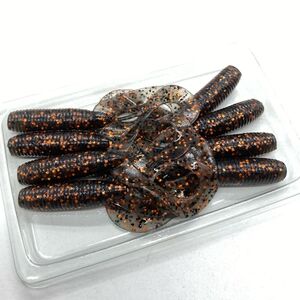 714476 ゲーリーヤマモト 4インチ ダブルテールグラブ ８本 GARY YAMAMOTO DOUBLE TAIL GRUB #163 スモーク／ブラック＆コパーフレーク