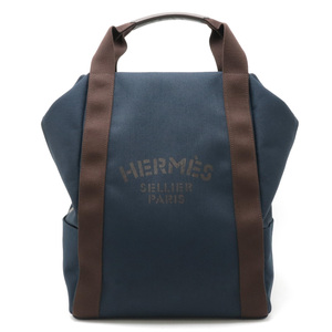 HERMES エルメス サックド パンサージュ グルーム バッグパック リュックサック キャンバス レザー ネイビー 紺