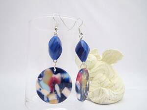 sale♪　ハンドメイド　シルバーカラー×ブルーマーブル　ピアス