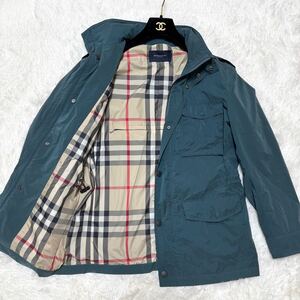 【極美品】希少カラー バーバリーロンドン BURBERRY LONDON ミリタリージャケット ブルゾン ノバチェック メガチェック ナイロン カーキ 緑