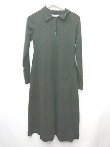 ◇ ⊇ MOUSSY マウジー シンプル 無地 長袖 膝下丈 ワンピース サイズ1 ブラック レディース P