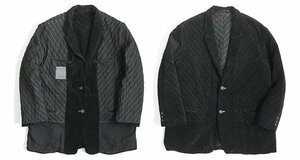 Yohji Yamamoto Pour Homme ◆92AW リバーシブル ジャケット 黒 Mサイズ コーデュロイ＆リネン ヨウジヤマモト プールオム ◆WX13