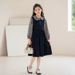 ワンピース フォーマル 女の子 子供服 サロペット セットアップ 長袖 重ね着風 リボン キッズ ガールズ チュニック 女児 120-160 発表会 結婚式 入園式 入学式 卒業式 可愛い 春秋冬 9eml494