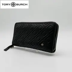 【極美品】 Tory Burch 長財布 レザー 型押し ゴールド金具 ブラック