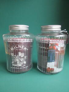 *　キルナー　KILNER　未使用　ヴィンテージ プリザーブジャー　まとめて2個で1セット　容量:１L　ガラス製　ストライプキャニスター　容器