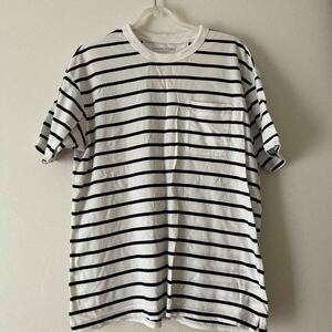 襟元黄ばみ無し　BANANA REPUBLIC ボーダーTシャツ 半袖Tシャツ メンズ　Mサイズ　白　ネイビー　紺　