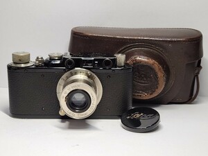 ライカDⅡ ブラック ニッケルエルマー 50mmF3.5 純正レンズキャプ 革ケース付 バルナック型 レンジファインダー Leica DⅡ Nickel Elmar 