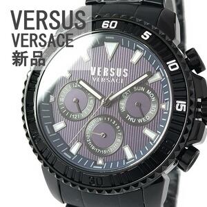 紺/ブラック新品メンズ腕時計VERSUS VERSACE おしゃれネイビー黒