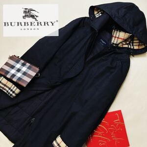 f1超美品ほっこりウールトレンチ参考価格20万●BURBERRY LONDON●イギリス製〜　ジップアップロングコート バーバリーコート レディース