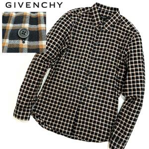 ポルトガル製 GIVENCHY ジバンシー コットン100% チェック 長袖シャツ15 1/2(39)メンズ ボタンシャツ