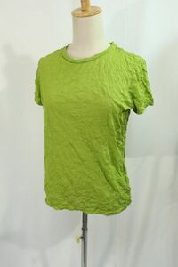 【Used】ISSEY MIYAKE me イッセイミヤケ ミー シワ加工 プリーツトップス Tシャツ シンプル アーカイブ 古着 黄緑 Free ■ET24E0120