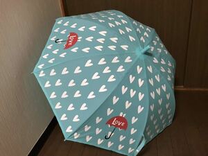 美品 タイ バンコク セブンイレブン 購入 雨傘 長傘 お土産 水色 ブルー ハート柄