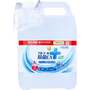 【まとめ買う】らくハピ アルコール除菌EX 詰替用 大容量5L×4個セット