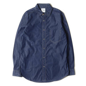 美品 Paul Smith ポールスミス シャツ サイズ:M ステッチ シャンブレー 長袖シャツ CHAMBRAY STITCHED SHIRTS ネイビー 日本製 トップス