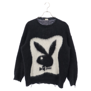 SAINT LAURENT PARIS サンローランパリ 22AW MOHAIR PLAYBOY Knit プレイボーイ モヘヤ モヘア ニット セーター ブラック 713263 Y75SA