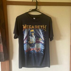 90年代 MEGADETH バンドTシャツ Lサイズ メガデス バンT ヴィンテージTシャツ 古着　90s ブラック プリント 半袖 