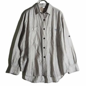 C1848f6　▼Ron Herman ロンハーマン▼　22SS オーバーサイズ linen shirt リネンシャツ ブラウン S / 茶 ロールアップ サマーシャツ 春夏