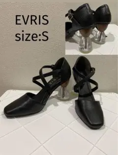 【S size】EVRIS スクエアトゥクリアヒールパンプス