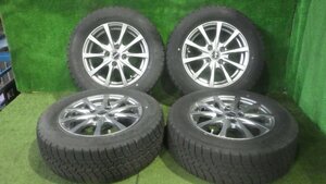 ◆ Exceeder アルミホイール スタッドレスタイヤ 14インチ 4本 5.5J PCD100 4穴 +38 185/65R14 GoodYear ICE NAVI6 19年 中古 J189