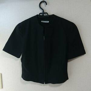 【美品】EMPORIO ARMANI/エンポリオアルマーニ/半袖コットンノーカラージップジャケット/XS～Sサイズ程度