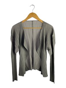 PLEATS PLEASE ISSEY MIYAKE◆カーディガン(薄手)/4/ポリエステル/GRY/PP04-JD623