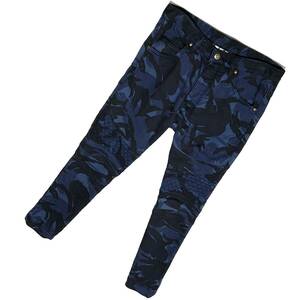 定価5.8万 1piu1uguale3 CAMO PRINT ANKLE CUT SWEAT BIKER DENIM PANTS Ⅳ スエットバイカーデニムパンツ wjk akm ジュンハシモト