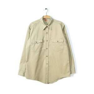 【送料無料】 70s ディッキーズ ヴィンテージシャツ ワーク アーミーシャツ コットン 旧タグ DICKIES 古着 メンズXL相当 @CA1013