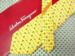 ♪35036D♪状態並品【鳥 卵 誕生 イヌ 犬 柄】フェラガモ【FERRAGAMO】ネクタイ